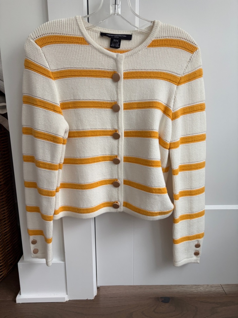 French Connection Textured Stripe Button Cardigan